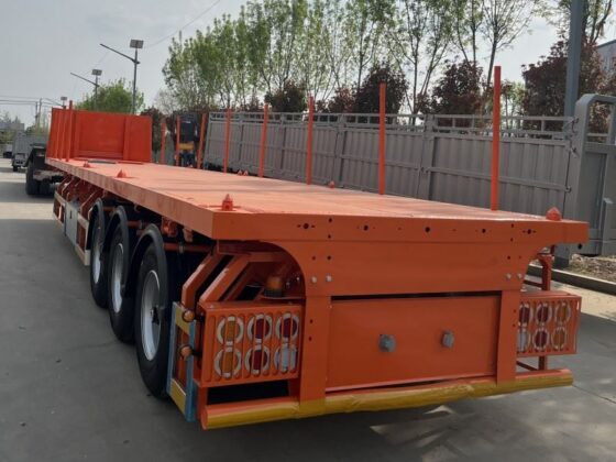 4-Axle 60 Ton 40ft Flatbed Trailer for Excavator