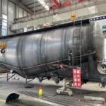 Metal tank body in the assembly workshop