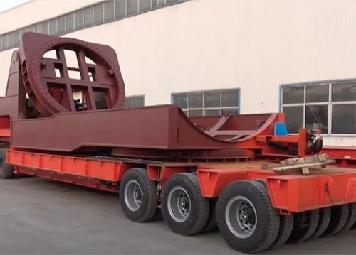 Red trailer with a large circular cargo support