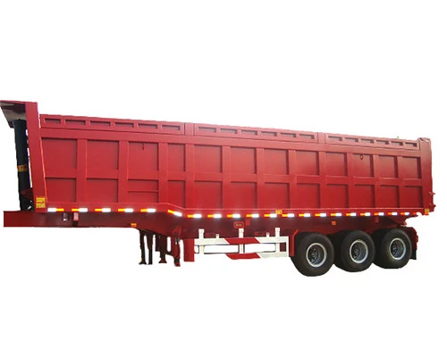 Red cargo semi-trailer viewed from the side
