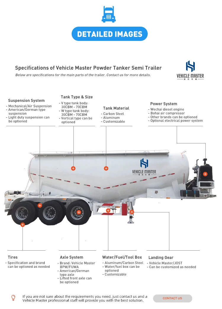 W Shape Bulk Cement Tanker Trailer