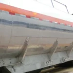 Close-up of a tanker body and reinforcing supports