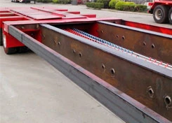 Close-up of the trailer main beams and frame cross-members