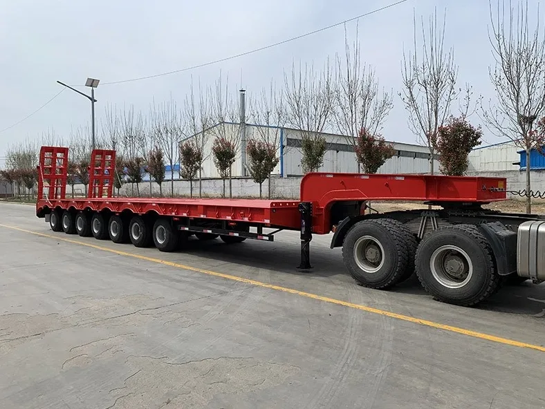 7 axle lowbed trailer chassis with mechanical suspension for heavy machinery transport